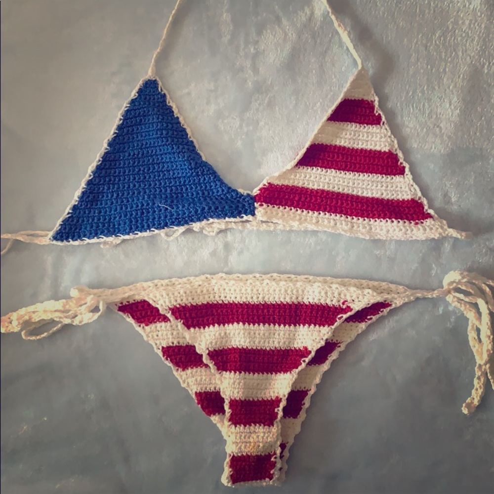Red white blue crochet bikini